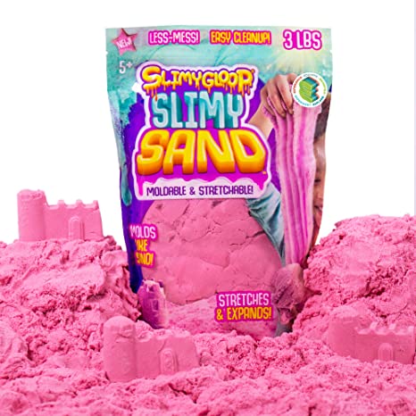 SLIMYSAND by Horizon Group USA, 3 Lbs of Stretchable, Expandable, Moldable, Non Stick, Slimy Play Sand in A Resealable Bag, Pink- A Kinetic Sensory Activity