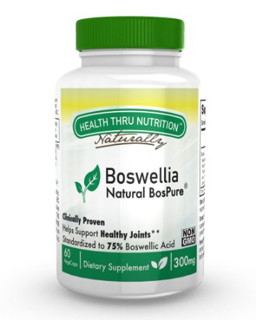 Boswellia BosPure 75 Boswellic Acids 10 AKBA - High Potency NON GMO 300mg 60 Vege-Capsules
