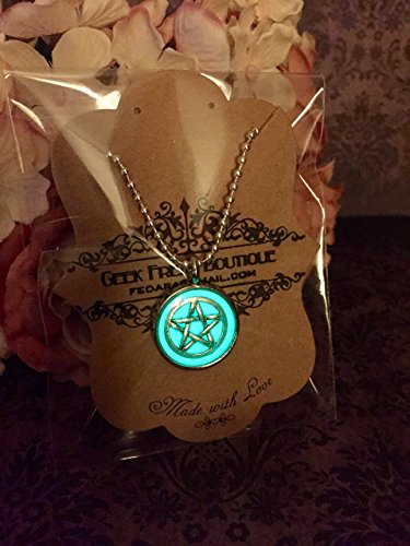 Supernatural Inspired Protection Tattoo Pentagram Pentacle Glow In The Dark Pendant On Ball Chain Necklace