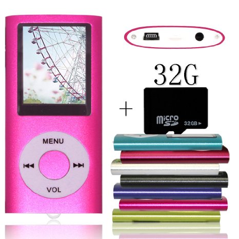 Tomameri Pink Portable MP4 Player MP3 Player Video Player with Photo Viewer  E-Book Reader  Voice Recorder with 32 GB Micro SD Card