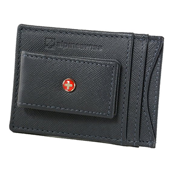 Alpine Swiss Mens Wallet Leather Money Clip Thin Slim Front Pocket Wallet