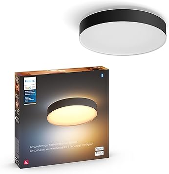 Philips Hue Enrave Large Ceiling Lamp, Black - White Ambiance, Smart, LED Light - Pack of 1 - Control with Hue App - Works with Alexa, Google Assistant, and Apple Homekit