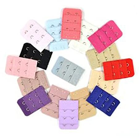 17 pcs Assorted Colors Women 2-Hook 3 Rows Spacing Bra Extender Strap