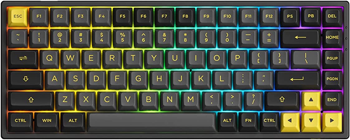 Akko 3084B Plus Black&Gold 75% 84-Key RGB Hot-swappable Mechanical Gaming Keyboard, 2.4G Wireless/Bluetooth/Wired with PBT Double-Shot Keycaps for Mac & Win (Akko Jelly Purple Switches)