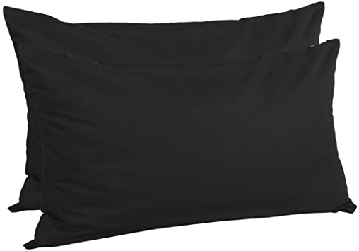 uxcell Zippered Standard Pillow Cases Pillowcases Covers Protectors, Egyptian Cotton 300 Thread Count, Pack of 2, Black King (20" x 36")