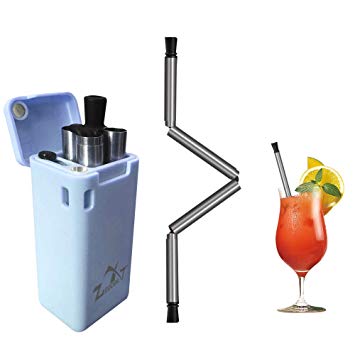 Reusable Straws,Edobil Stainless Steel Drinking Collapsible Straws with Cleaning Brush Perfect For 30oz / 20oz Tumblers Yeti (Blue)