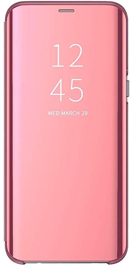 Case Compatible with Samsung Galaxy A50 Case Mirror Design PC TPU Flip Slim 360 Full Body Protective Cover Shockproof Bumper Skin for Samsung A50 Smartphone 2019 (Rose Gold, A50)