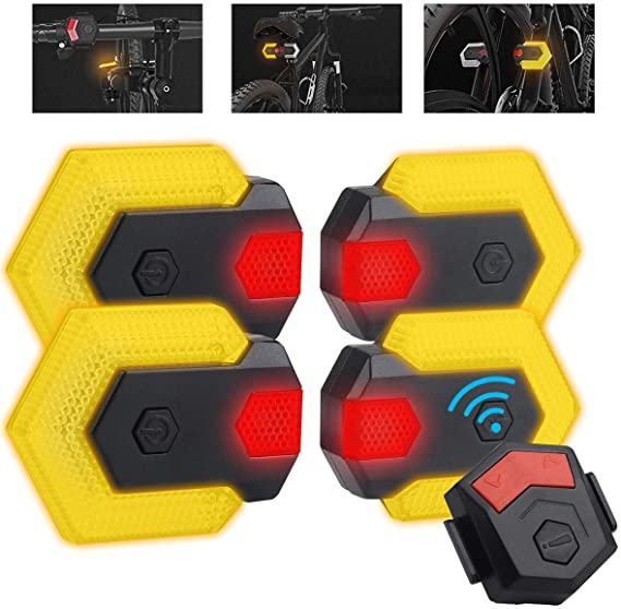 CarryBright Bike Tail Lights Turn Signal for Front and Rear Bicycle Safety, Wireless and Rechargeable LEDs with Remote