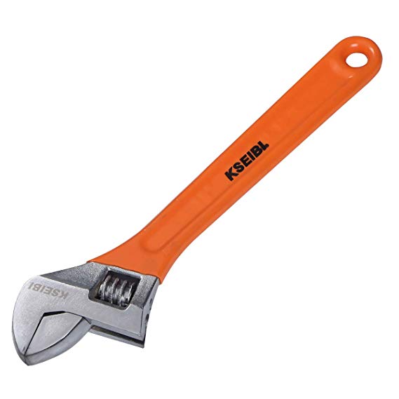 KSEIBI 141498 Adjustable Wrench Tool Extra Wide Jaws No Slip PVC Grip Handle (15 Inch)