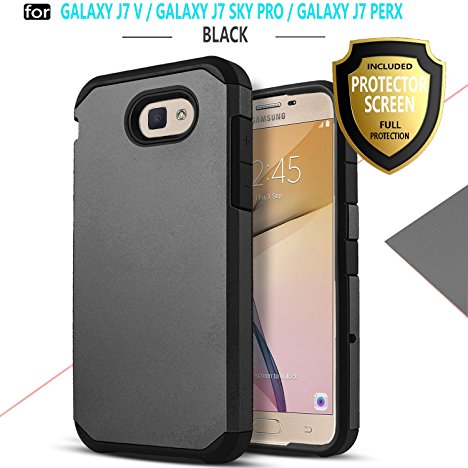 Galaxy J7 Prime Case, Galaxy J7 V Case, Galaxy J7 Perx, Galaxy Halo, Galaxy J7 Sky Pro, J7 2017 Case, Starshop [Shock Absorption] Protective Phone Cover With [Screen Protector Included](Black)