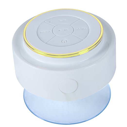 KONG KIM IPX7 100% Waterproof & Dust-proof Floating Bluetooth Shower Speaker - Compatible with all Bluetooth devices including iPhone 6, 6s, and Samsung devices Color White & Golden