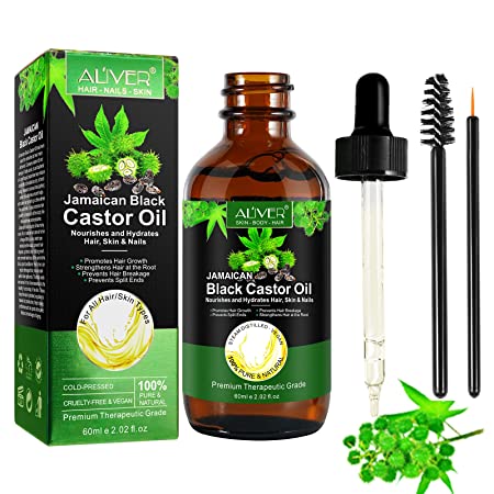 Cold Pressed Castor Oil (2.02 Oz), Castor Oil for Hair and Skin Care, Jamaican Black Castor Oil for Eyelashes and Eyebrows, Hair Loss & Dry Damaged Hair, Nourishment Scalp, Stimulates Hair Growth