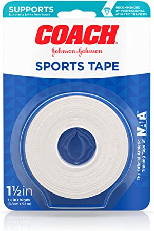 Johnson & Johnson Coach Sports Tape, Breathable Cloth Tape to Support and Protect Joints, for Fingers, Wrists, and Ankles, 1.5 inches By 10 yards
