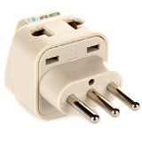 OREI Grounded Universal 2 in 1 Plug Adapter Type L for Italy Uruguay and more - High Quality - CE Certified - RoHS Compliant WP-L-GN