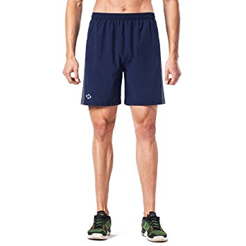 Naviskin Men's 7" Quick Dry Running Shorts Workout Shorts Mesh Panels Zip Pocket