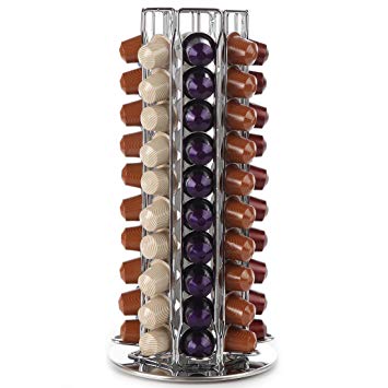 Lily's Home Coffee Capsules Holder Carousel Compatible with Nespresso Coffee Pods. Holds 80 Nespresso Pods - Chrome. IMPORTANT - This holder does NOT hold K-Cup capsules or the Vertuoline Capsules.