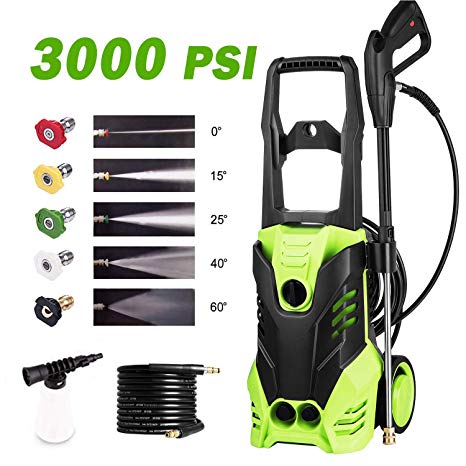 Homdox Electric High Pressure Washer 3000PSI 1.8GPM Power Pressure Washer Machine with Power Hose Gun Turbo Wand 5 Interchangeable Nozzles