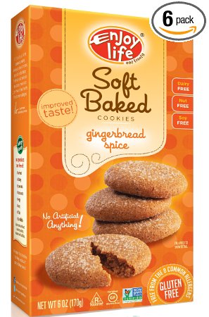 Enjoy Life Soft Baked Cookies, Gingerbread Spice, Gluten Free, Dairy Free, Nut Free & Soy Free, 6 Ounce (Pack of 6)