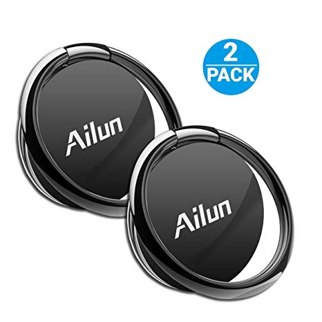 Ailun Phone Ring Stand Holder [2 Pack] Universal 360° Rotation Cellphone Finger Ring Kickstand Grip Compatible for iPhone X/8/7/6/6s Plus,Galaxy S9/S9 and more[Black]