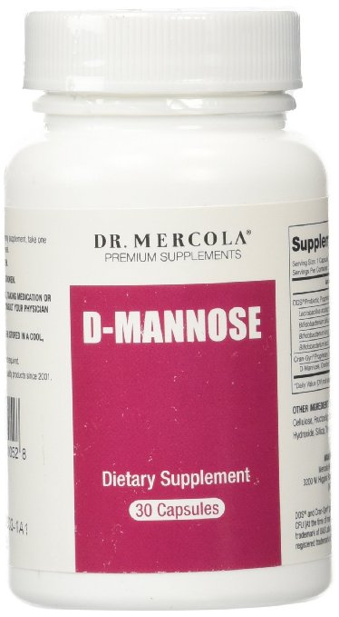Dr. Mercola D-Mannose Capsules - A Unique Combination Of DDS Probiotic Blend, Natural D-Mannose And Concentrated Cranberry Fruit Extract And FOS - 30 Capsules