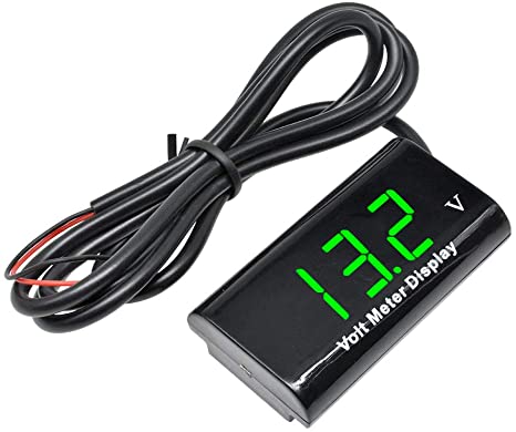 Aideepen 0.56" DC3-18V Green LED Voltmeter Display IPX6 Waterproof 12V Voltage Meter Gauge Panel Volt Monitor Tester with 2 Wires