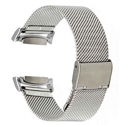 TRUMiRR Milanese Watch Band Stainless Steel Strap with Adapters for Samsung Gear S2 SM-R720 Silver