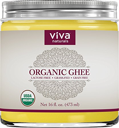Viva Naturals Organic Ghee 16 oz - from 100% Grass-Fed Cows, Non-GMO, and Certified Paleo Diet Friendly