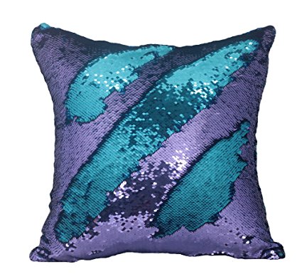Idea Up Reversible Sequins Mermaid Pillow Cases 4040cm with magic mermaid sequin (Lavender and turquoise)