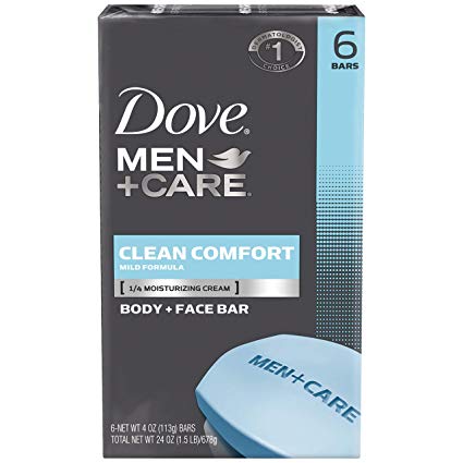 Dove Men Care Clean Comfort Body Face Bar, 4 Ounce, 6 Count (Pack of 2)