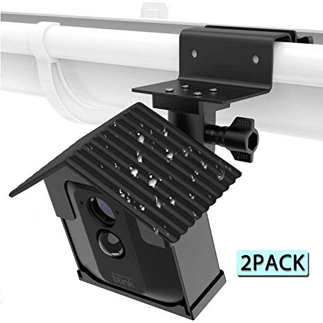 Koroao Weatherproof Housing Gutter Mount for Blink XT Blink XT2 Camera - Sunscreen and Rustproof Outdoor Holder with Wider Perspective Blink XT2 Outdoor Mount（2-Pack,Black）