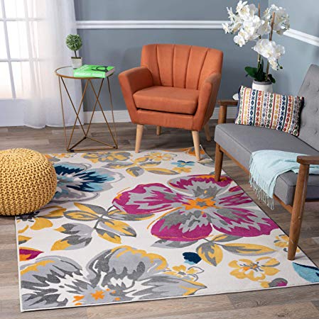 Rugshop Modern Floral Area Rug, 6' 6" x 9', Multi