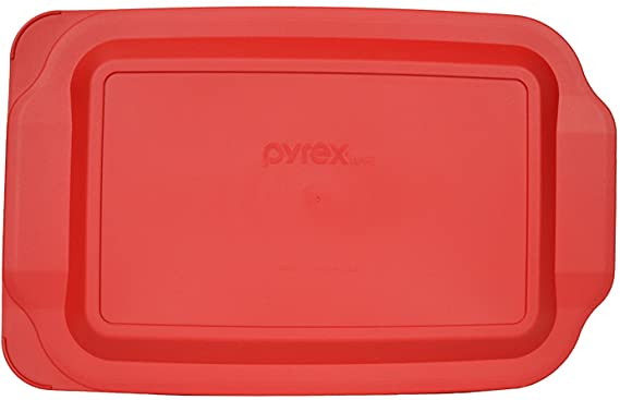 Pyrex 232-PC Quart Oblong Plastic Lid , Non Porus, 7x11-Inches (Red)