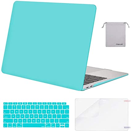 MOSISO Compatible with MacBook Air 13 inch Case 2020 2019 2018 Release A2337 M1 A2179 A1932 Retina Display with Touch ID, Plastic Hard Shell&Keyboard Cover&Screen Protector&Storage Bag, Turquoise