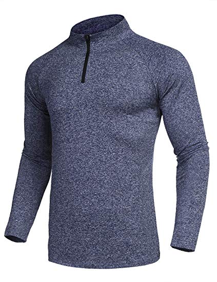 COOFANDY Men's Quarter Zip Active Pullover Quick Dry Long Sleeve Sport T Shirt