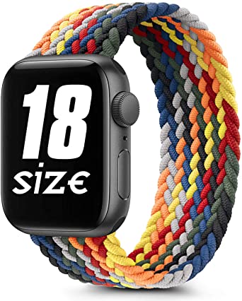 Braided Solo Loop Elastic Bands Compatible with Apple Watch 38mm 40mm 42mm 44mm, Soft Stretchy Sports Wristband for iWatch Series 6 5 4 3 2 1 SE (38mm/40mm-L, Colorful)