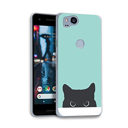 Google Pixel 2 Case, HelloGiftify Tiffany Blue&Cat TPU Soft Gel Protective Case for Google Pixel 2