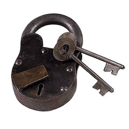 EcWorld Enterprises 7700110 Vintage Antique Iron 5 In. High Lock Padlock With Keys Reproduction