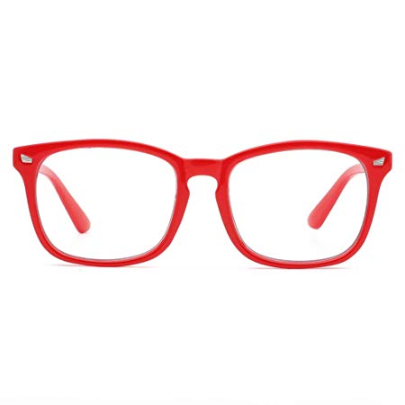 Cyxus Blue Light Filter Computer Glasses for Blocking UV Headache [Anti Eye Eyestrain] Transparent Lens Gaming Glasses, Unisex (Men/Women) (8082T04, Red)