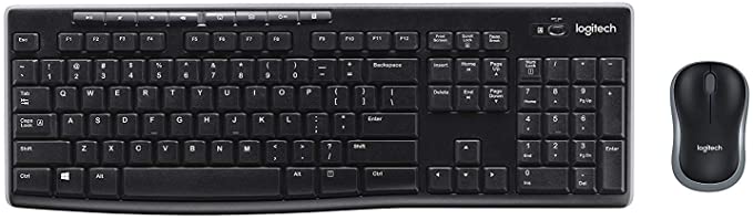 Logitech K270 Wireless Keyboard and M185 Wireless Mouse Combo — Keyboard and Mouse Included, Long Battery Life (Black with Mouse)