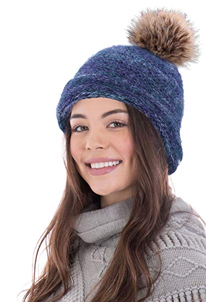 ARCTIC Paw Adult Chunky Cable Knit Beanie with Yarn Pompom