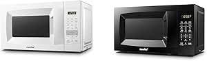 COMFEE' EM720CPL Microwave Ovens, 0.7 Cu Ft, 700W, 11 Power Levels, Pearl White & Black