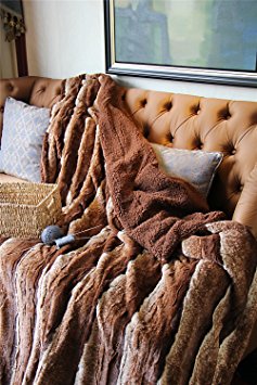 Tache Golden Brown Faux Fur Sherpa Throw Bed Blanket (90 X 90)