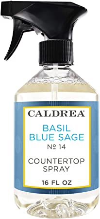 Caldrea Multi-surface Countertop Spray Cleaner, Made with Vegetable Protein Extract, Basil Blue Sage Scent, 16 oz- Pack of 2