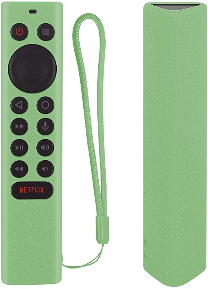 Protective Silicone Remote Cover for NVIDIA Shield TV Pro/4K HDR Remote Controller Washable Anti-Lost Remote Case with Remote Loop-Glow in Dark Green