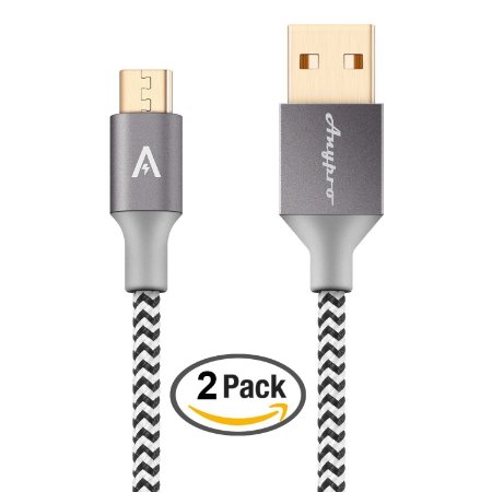 Anypro 2.0 Micro-USB to USB Cable - 2 Pack (2m,1m) Nylon Braided
