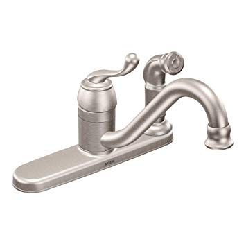 Moen CA87524SRS Low Arc Kitchen Faucet with Side Spray from The Muirfield Collection, Spot Resist Stainless