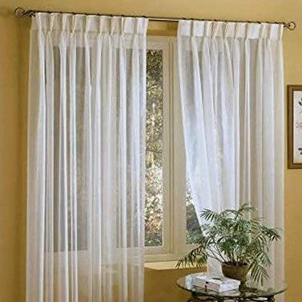 IYUEGO Linen White Solid Sheer Curtains Pinch Pleated Top with Custom Multi Size 38" W x 72" L (Two Panels)
