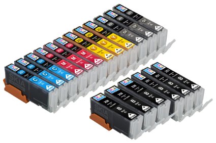 Skia Ink Cartridges  18 Pack Compatible with Canon 250  251PGI-250BK CLI-251BK CLI-251C CLI-251M CLI-251Y CLI-251GY for PIXMA iP8720 PIXMA MG6320 PIXMA MG7120 3 of each with gray