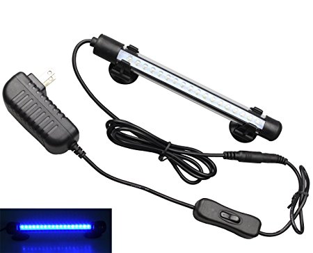 Mingdak® LED Aquarium Light Kit for Fish Tank,underwater Submersible Crystal Glass Lights Suitable for Saltwater and Freshwater,18 Leds,7.5-inch,lighting Color Blue