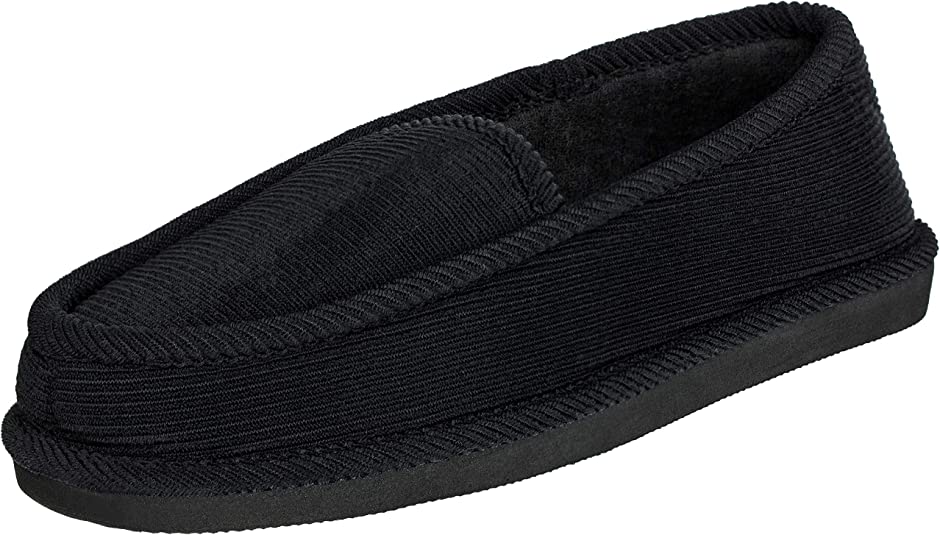 CLOVERLY Men's Corduroy House Slippers Moccasins Loafers Slip-on Shoes